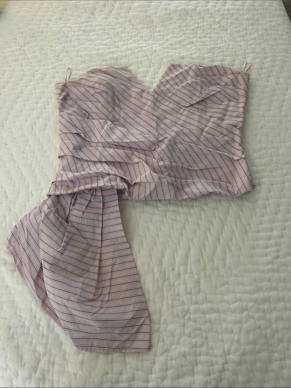 Zara Pink Striped Asymmetric Bustier Top